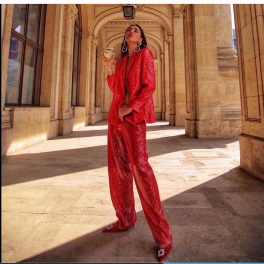 ❌SOLD OUT ❌(Zara)NWT🏷 Red Sequin Pants